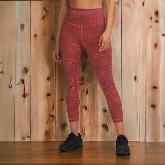 Lululemon Wunder Train 25” Crackle Glaze Vintage Orange Larkspur Sz 10